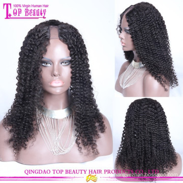 Atacado longo encaracolado peruca top grade indiano cabelo humano u parte peruca kinky curly perucas para as mulheres negras